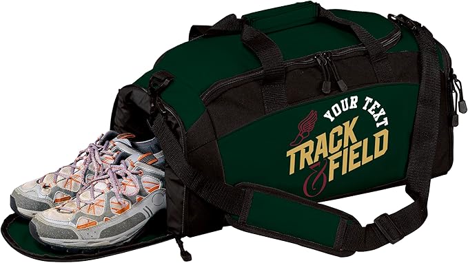 Custom Track Bag Personalized – Track and Field Duffel Bag with Name – Track Team Gear Bag for Athletes, Running Spike Shoe Compartment, Boys Girls Practice & Meet Sports Bag