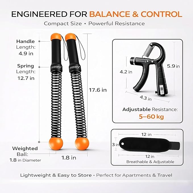 Cordless Battle Ropes for Home Workout – Ropeless HIIT & Strength Training Kit with Hand Gripper & Wrist Wraps – Portable Full Body Fitness Equipment for Small Spaces
