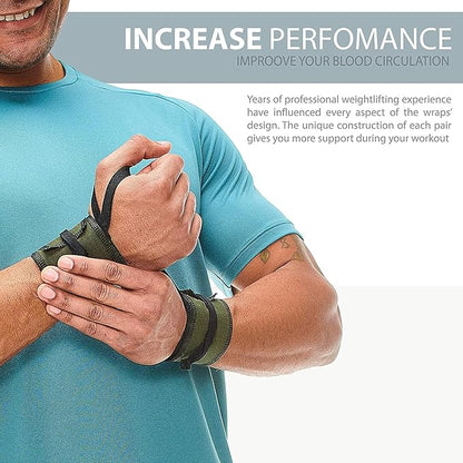 WARM BODY COLD MIND - Premium Cotton Weight Lifting Wrist Wraps for Cross Training, Powerlifting, Deadlift, Weightlifting, Gym, Wrist Straps, Workout, Fitness, Heavy-Duty Support with Thumb Loop