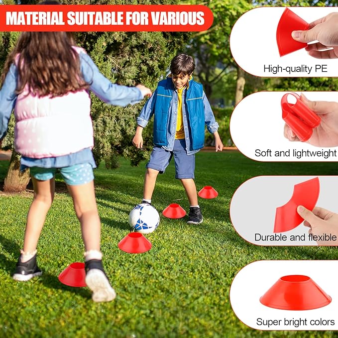 25pcs Soccer Cones for Sports Training, Mini Football Cones & Mesh Bag Flexible Agility Cones Premium Training Cones for Basketball Football Running Drills Sports Games Skating Kids