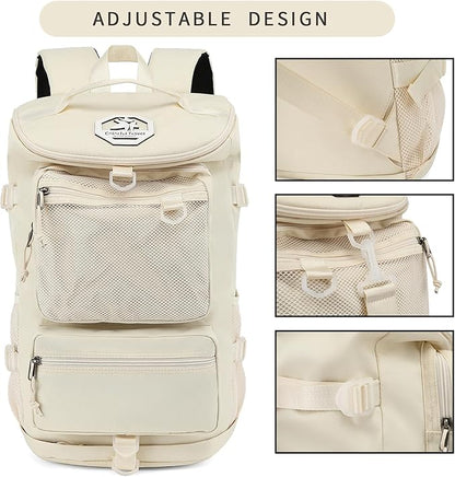 Solid color gym duffel bag backpack, wrestling bag,with shoe compartment, 4 kinds of back method waterproof travel sports walking laptop Lightweight（B-Sea Salt White）