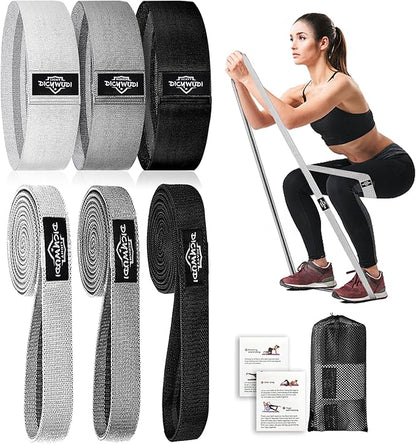 Fabric Resistance Bands for Working Out, 6Pack Non-Slip Exercise Bands for Women and Men, Fabric Booty Bands for Home, Fitness, Pilates, Stretching