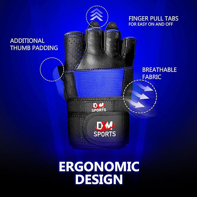DXM SPORTS Weight Lifting Gym Workout Gloves with Wrist Wrap Support for Men & Women, Full Palm Protection Exercise Gloves for Weightlifting, Training, Fitness, Hanging, Pull ups