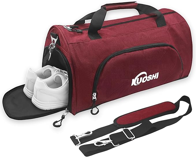 56L Gym Bag Sports Duffle Bag with Shoe Compartment & Wet Pocket, Carry-on Luggage Bag with Quick-Access Pouch, Weekender Overnight Travel Bag for Men & Women