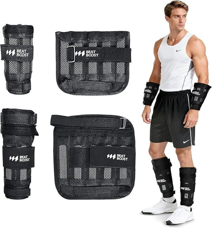 Ankle Wrist Weights 4lb/10lb/15lb/20lb/25lb/30lb BeatBoost Adjustable Leg Arm Weights for Men Walking Pilates Exercise Workout Gym Aerobics