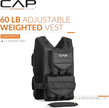 CAP Barbell Adjustable Weighted Vest | 20-150 lbs | Heavy-Duty Workout Vest with Removable Iron Weights for Strength Training, Cardio, Running, and Calisthenics