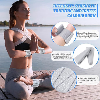 Ankle Weights for Women Wrist Weights Set of 2 (1 lb/2 lb Each) Adjustable Arm Leg Weight for Womens Men Suitable for Walking Swimming Running Pilates Yoga Gym