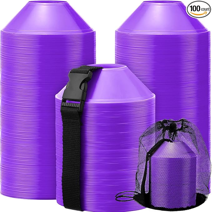 Hanaive 100 Pieces Mini Soccer Cones for Sport Drills 5 Inch Agility Disc Cones with Accessories for Kids Football Training