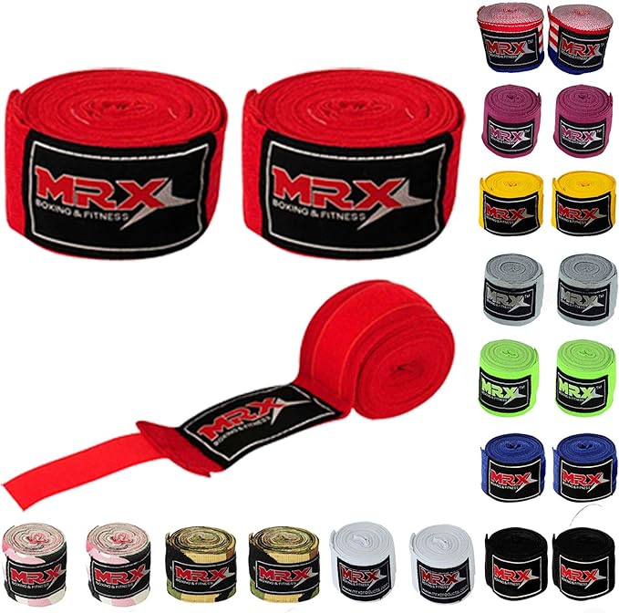 MRX BOXING & FITNESS Boxing Hand Wraps 100% Cotton Multi Colors Great for MMA Boxing Muay Thai Kick Boxing Training 118, 160, 180 Length