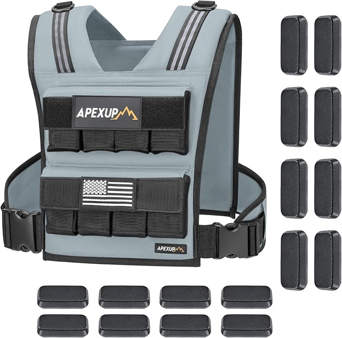 APEXUP Adjustable Weighted Vest Men 20lbs/30lbs/40lbs Weights with Reflective Stripe, Weight Vest Woman Workout Vest for Strength Training Running Walking