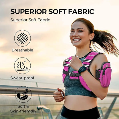 PACEARTH Weighted Vest,6lb/8lb/10lb/12lb/16lb/20lb/25lb/30lb Weight Vest with Reflective Stripe, Body Weight Vests for Women, Men, Weight Loss Workout, Strength Training, Running, Walking, Jogging