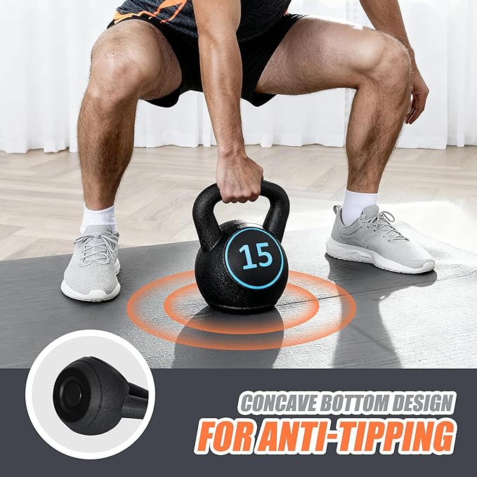 JungleA Kettlebell Sets 3/4 Piece for Women Men, Home Gym Exercise Kettle bell, Fitness Strength Training Kettlebells, 5/10/15/20 lbs Full Body Workout Kettle bells, Compound Movements Equipment Kit