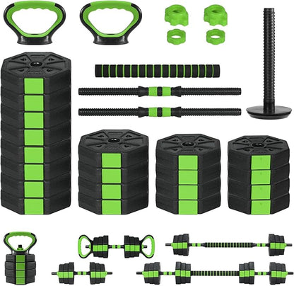 Adjustable Weight Set 44/88Lbs, 4-in-1 Dumbbell Set and Barbell Weight Set for Home Gym, Converts to Kettlebell & Push-Up Stand, Free Weights Dumbbells Set for Men & Women Full Body Workout