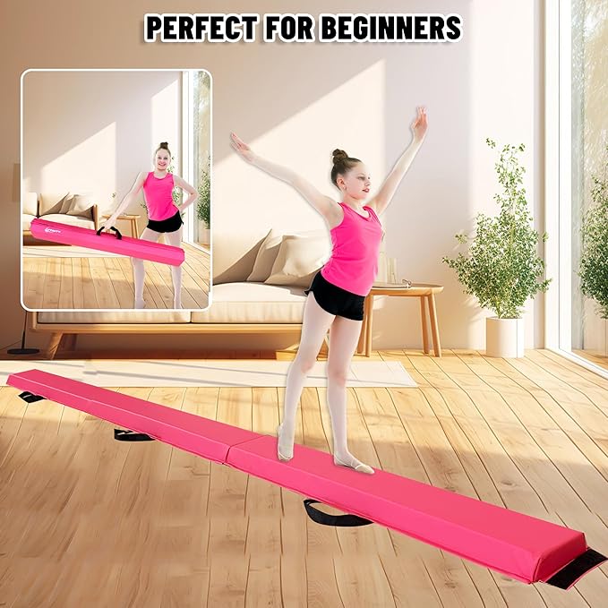 MARFULA 6 FT / 8 FT / 9 FT / 10 FT Folding Gymnastic Balance Beam for Kids with Carry Bag for Home and Club Use