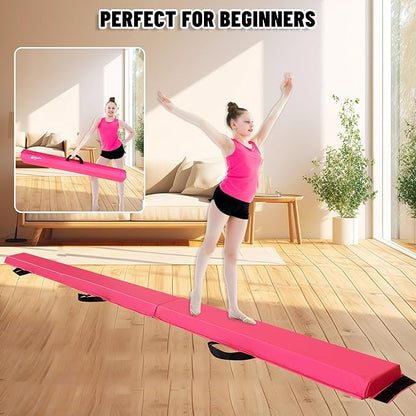 MARFULA 6 FT / 8 FT / 9 FT / 10 FT Folding Gymnastic Balance Beam for Kids with Carry Bag for Home and Club Use
