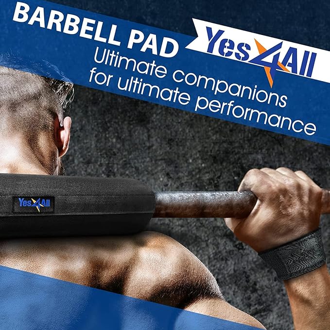 Yes4All Ergonomic Foam Bar Pad, Olympic Barbell Squat & Neck Pad for Squats, Hip Thrusts & Weight Lifting Bar