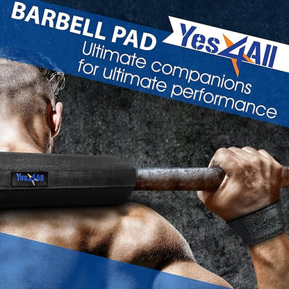 Yes4All Ergonomic Foam Bar Pad, Olympic Barbell Squat & Neck Pad for Squats, Hip Thrusts & Weight Lifting Bar