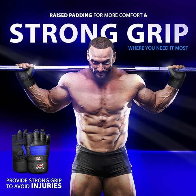 DXM SPORTS Weight Lifting Gym Workout Gloves with Wrist Wrap Support for Men & Women, Full Palm Protection Exercise Gloves for Weightlifting, Training, Fitness, Hanging, Pull ups