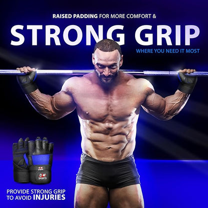 DXM SPORTS Weight Lifting Gym Workout Gloves with Wrist Wrap Support for Men & Women, Full Palm Protection Exercise Gloves for Weightlifting, Training, Fitness, Hanging, Pull ups