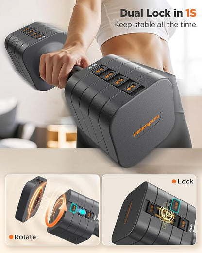 FEIERDUN 5-in-1 Adjustable Dumbbell Set of 2, 12LBS/20LBS Hand Weights for Women, Men, 1s-Adjust Dual-Stable Dumbbell Set for Women Home Gym & Outdoor
