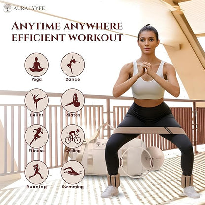 Pilates & Yoga Kit for Women – Complete At-Home Workout Set in Beige | Canvas Caryall + Yoga Mat + 1lb Dumbbells + Ankle Weights + Ring + Ball + Resistance Bands