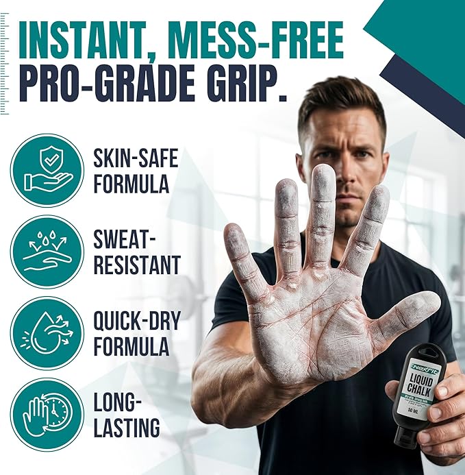 Liquid Chalk for Gym – Gym Chalk Liquid with Stronger Grip, Zero Slip, Dries in Seconds – Mess-Free Weightlifting Chalk for Crossfit, Rock Climbing & Gymnastics – Multiple