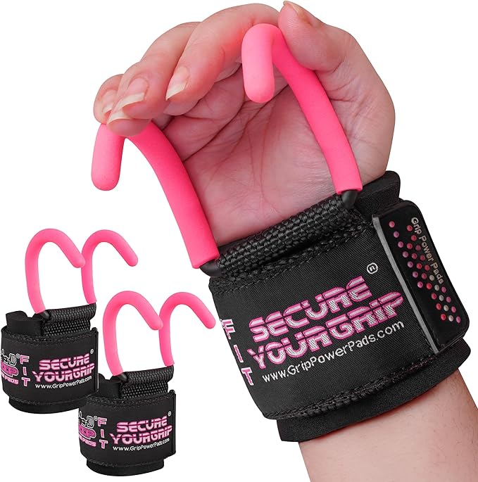 Weight Lifting Rod Hooks Heavy Duty Wrist Wraps Power Weight Lifting Training Gym Grips Straps Set of 2