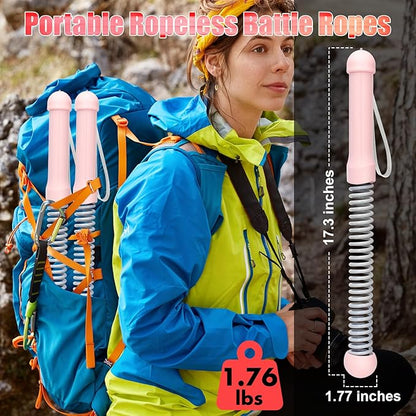 TRELC Upgrade Weighted Ropeless Battle Ropes, 2PCS Cordless Battle Rope for Home Gym, HIIT, Strength, Quiet Portable Training Rope, Workout Ropes Versatile Fitness Equipment for Men Women (Pink)