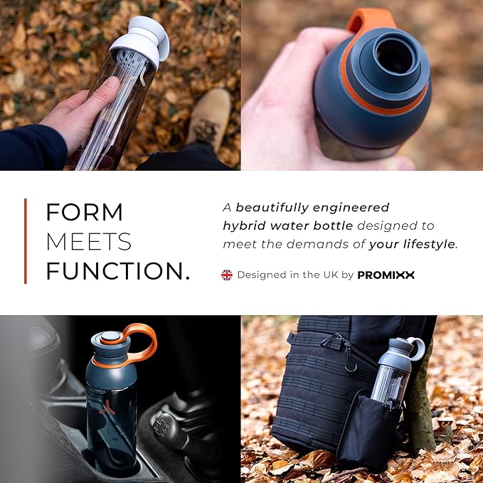 Promixx FORM Water Bottle - Premium Large Water Bottles for Hydration, Infusions and Supplements - Lifetime Durability, Leakproof Water Bottle BPA Free - 26oz / 760ml, Ceramic White