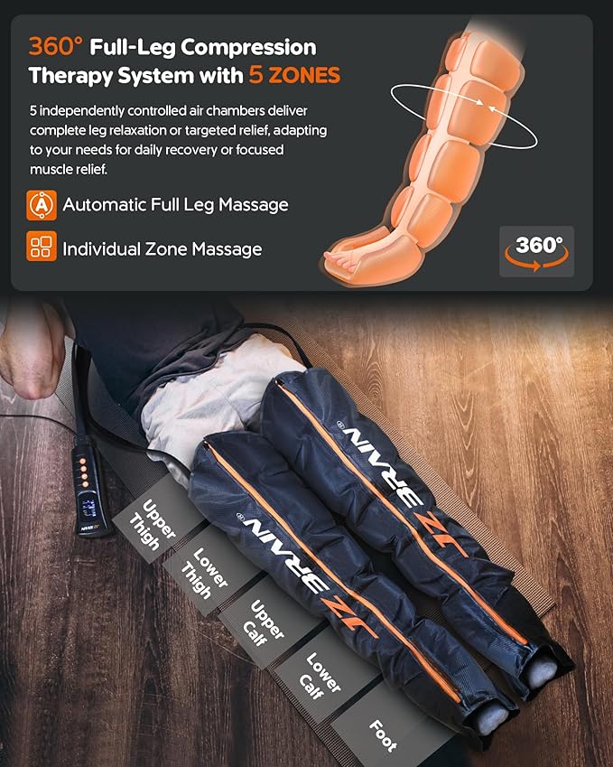 Sequential Air Compression Recovery System : Professional Full Leg Compression Boots for Circulation and Pain Relief - Sequential Device for Muscle Relaxation, Gifts for Athletes, Women, Men