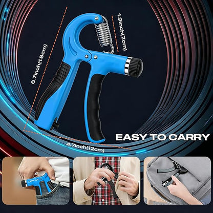 Grip Strength Trainer - Adjustable Resistance 11-132lbs/5-60kg Hand Gripper & Forearm Strengthener Device with Smart Counter for Sports & Rehab