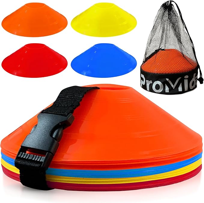 Disc Soccer Cones for Training Kids - 200,100,50 Small Plastic Cones for Sports Training - Flexible Conos for Soccer Practice Equipment, Basketball & Football Drills Equipment