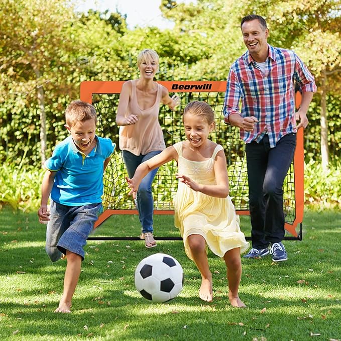 Bearwill Soccer Goal, Kids Soccer Goals for Backyard Set of 2, 4x3ft Portable Soccer Goal Pop Up Soccer Net, Kids Soccer Net Training Equipment with Soccer Ball, Ladder, Cones, Targets