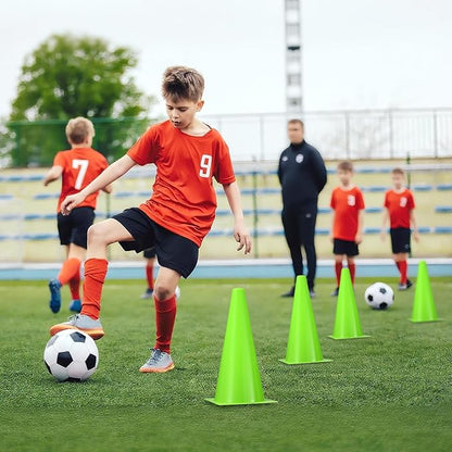 12 Inch Durable Cones,12pcs Versatile Plastic Traffic Cones and Soccer Cones for Sports Training,Agility Drills,Parking Safety,Basketball Training,Football Training.