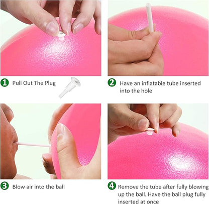 Mini Exercise Ball, 9 Inch Small Gym Ball with Inflatable Straw for Yoga, Pilates, Stability, Barre, Physical Therapy, Stretching and Core Training, Improves Balance, Strength