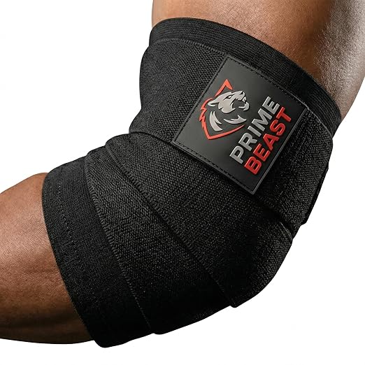 Elbow Wraps for Weightlifting - 40” 45” 50” Compression Strap & Sleeve Design for Bench Press and Fitness Training (1 Pair, Small)