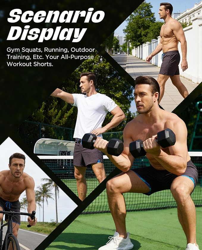 Men 2 in 1 Running Shorts with Compression Liner 5" 7" Quick Dry Workout Athletic Shorts with Pockets Towel Loop