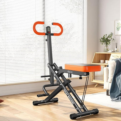 DlandHome Squat Machine, Squat Rowing Machine with Adjustable High-Strength Resistance Band for Home Gym, Foldable Leg Glute Trainer for Full Body 330lbs