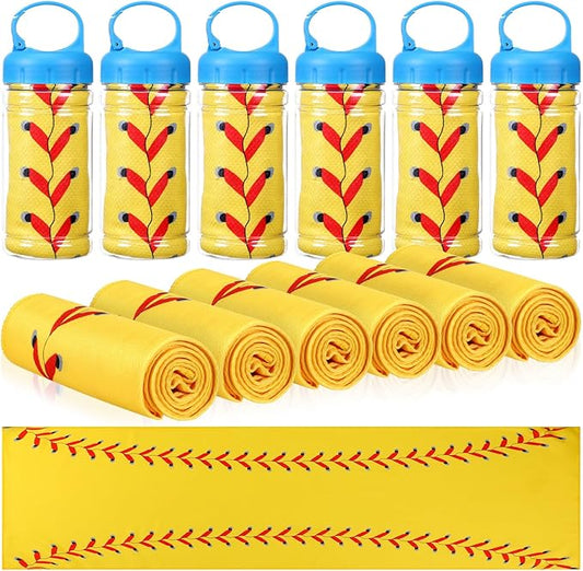 12 Pack Softball Cooling Towels, Softball Ice Towels for Neck, 40"x12" Breathable Chilly Towel with Plastic Container, Microfiber Sport Towel for Players Team Gift Sport Party Favors