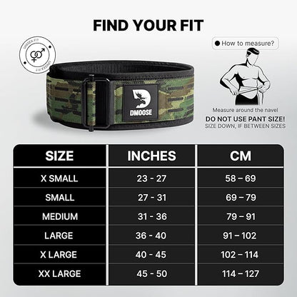 DMoose Weight Lifting Belt - Auto Locking Gym Belt for Olympic Training, WOD, Cross Training for Men and Women - 4" Nylon Workout belt with Adjustable Buckle - Provides Lumbar Support and Stability