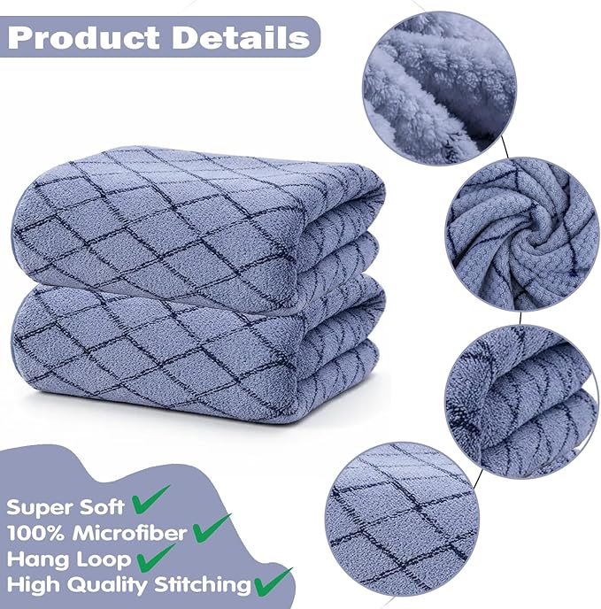 2-Pack Microfiber Bath Towels (27x54 Inches) - Ultra Soft & Quick Dry, 3X Absorbency, Lightweight for Gym, Yoga, Travel & Spa - Perfect for Home, Fitness & Post-Workout