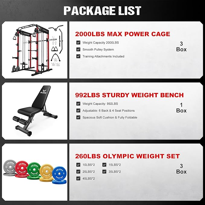 M21 Smith Machine, Multi-Function Power Cage with Dual Pulley Cable Crossover System, 2000LBS All-in-One Squat Rack with Smith Bar and Attachments for Home Gym Strength Training