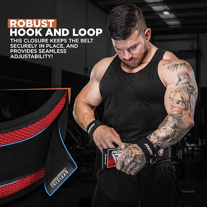 RDX Weight Lifting Belt, Curved Padded Back Lumbar Support, Fitness, Core Exercise Workout Bodybuilding Powerlifting Deadlifts Squats, Ladies Gents Men Women Home Gym Equipment