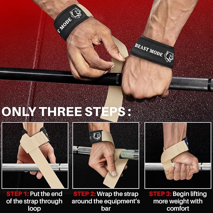 TECEUM Lifting Straps for Weightlifting Gym Strength Training - Wrist Straps with Neoprene Padded Cotton - Men & Women – Ideal for Powerlifting, Bodybuilding & Deadlifts