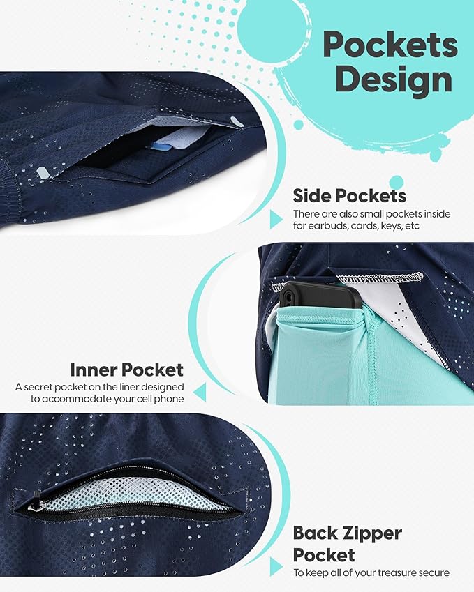 maamgic Mens Running Shorts with Compression Liner 5" Quick Dry Workout Shorts Anti-Chafe Gym Shorts 2 in 1 Athletic Shorts