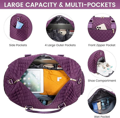 LOVEVOOK Travel Duffle Bag, Weekender Bag for Women with Toiletry Bag, Carry on Overnight Bag with Shoe Compartment, Gym Duffel Bag with Wet Pocket, Mommy Hospital Bags for Labor and Delivery