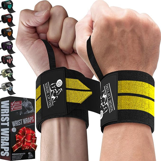 Nordic Lifting Wrist Wraps (1 Pair/2 Wraps) – Lifting Wrist Wraps with Thumb Loop for Weightlifting, Powerlifting & CrossFit – Durable Wrist Support Straps for Men & Women – Gym Essentials for Heavy Lifts