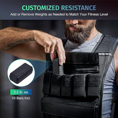ZELUS Weighted Vest, 20lb/23lb/30lb/45lb/60lb Vest Adjustable Weights for Exercise, Weight Vest for Men, Workout Vest for Home Workouts Cardio Strength Training Weight Loss