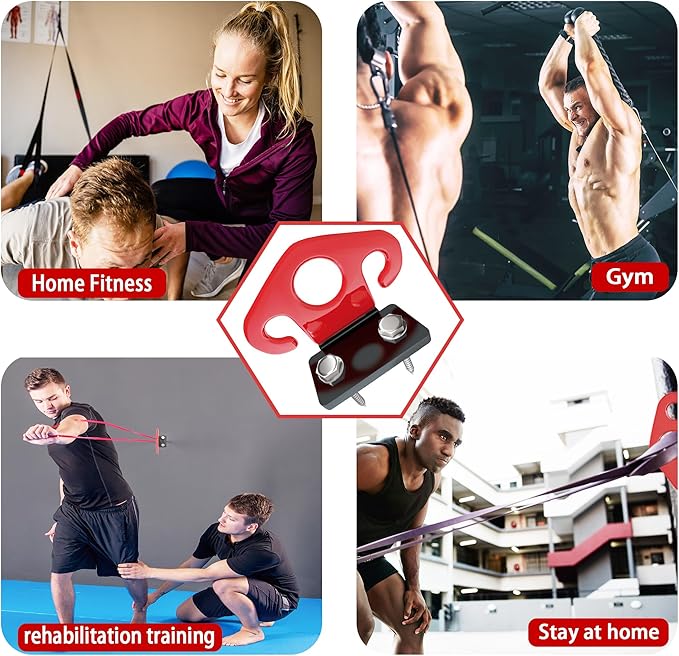 4 PCS Resistance Band Wall Anchors, Exercise Band Wall Anchor, Gym Wall Hooks for Resistance Bands, Workout Wall Mount Anchor for Physical Therapy and Small Space Home