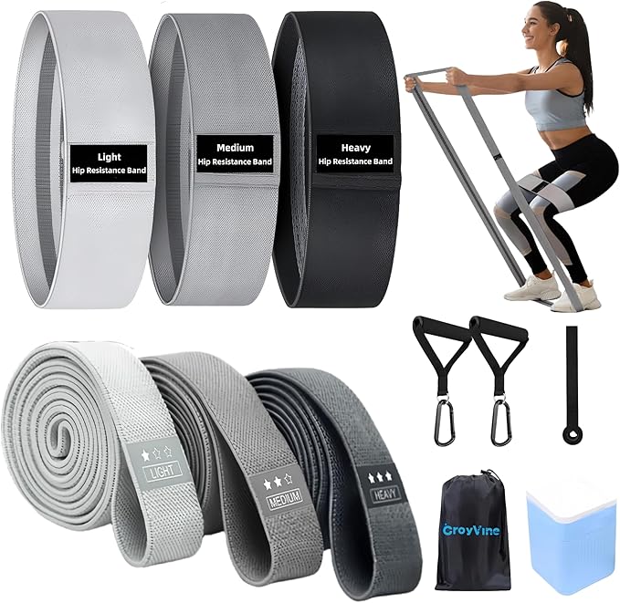Fabric Resistance Bands Set for Working Out,6 PC Non-Slip Exercise Booty Bands for Women & Men Leg and Glutes,Stretch Workout Bands for Home Gym Fitness,Yoga, Pilates,Stretching
